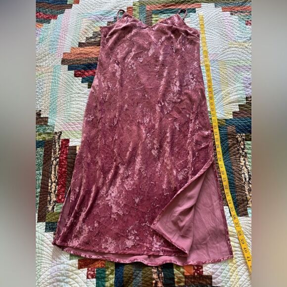 Lucky Brand Pink Crushed Velvet Slip Party Midi Dress Size Large - Picture 13 of 16